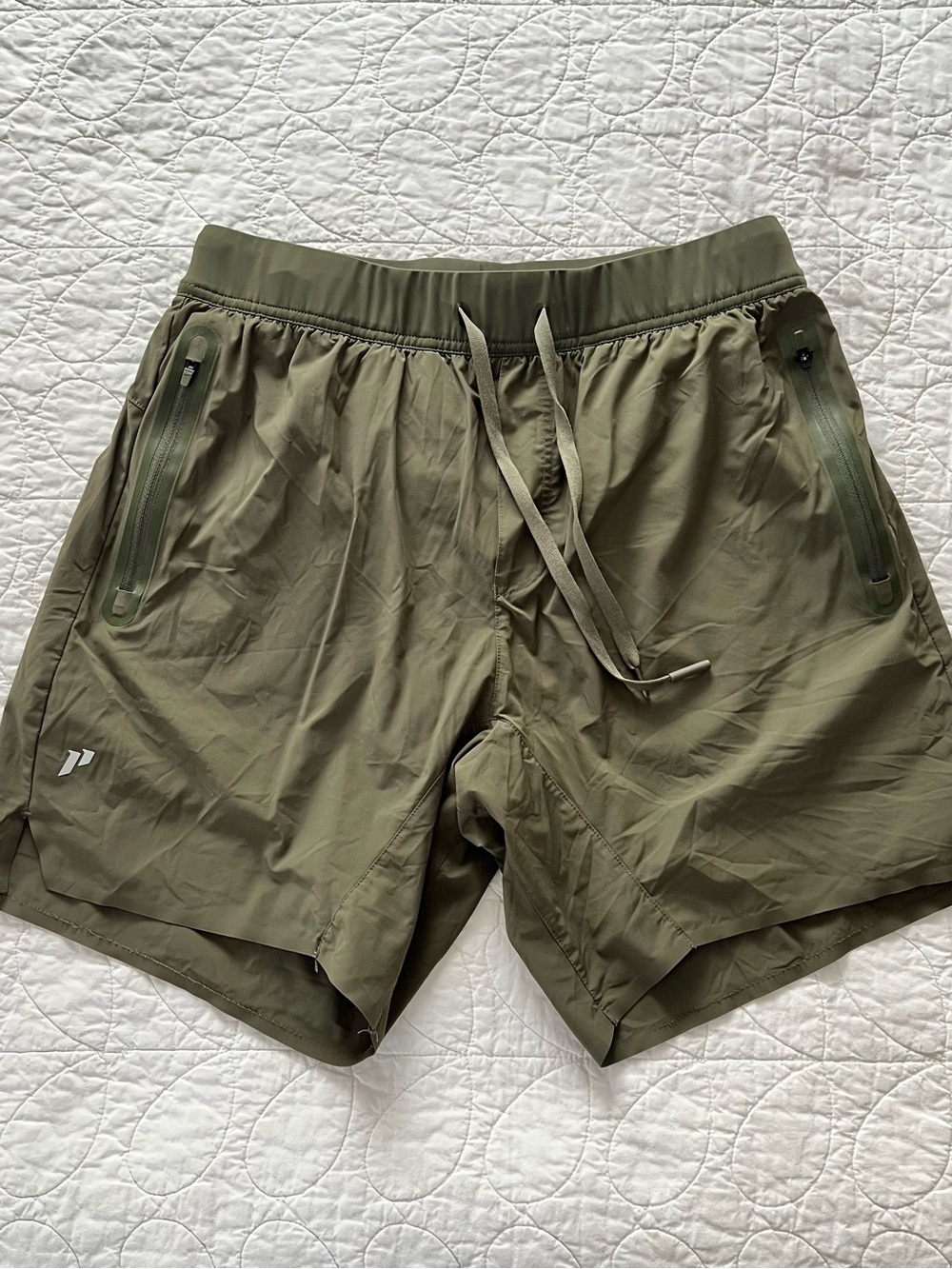 1st Phorm Element Men's Olive Green Athletic Performance Shorts w/Zip Pockets